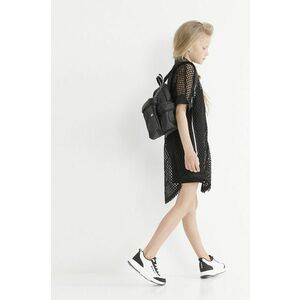 Dievčenské šaty Dkny čierna farba, mini, rovný strih vyobraziť