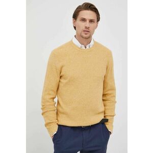 Bavlnený sveter Selected Homme pánsky, žltá farba, tenký, vyobraziť