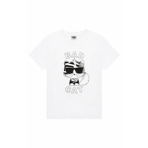 Detské bavlnené tričko Karl Lagerfeld biela farba, s potlačou vyobraziť