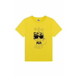Detské bavlnené tričko Karl Lagerfeld žltá farba, s potlačou vyobraziť