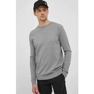 Bavlnený sveter Selected Homme pánsky, šedá farba, tenký, vyobraziť