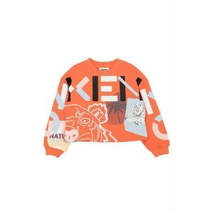 Detská bavlnená mikina Kenzo Kids oranžová farba, s potlačou vyobraziť