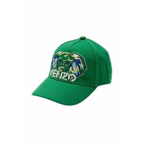 Detská bavlnená čiapka Kenzo Kids zelená farba, s nášivkou vyobraziť