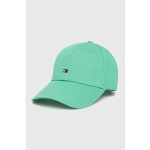Bavlnená čiapka Tommy Hilfiger zelená farba, jednofarebná vyobraziť