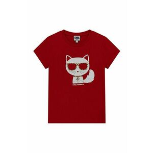 Detské tričko Karl Lagerfeld červená farba, vyobraziť