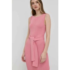 Šaty Guess ružová farba, mini, rovný strih vyobraziť