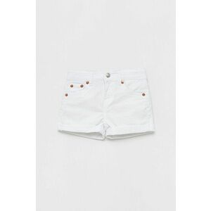 Detské rifľové krátke nohavice Levi's biela farba, jednofarebné, vyobraziť