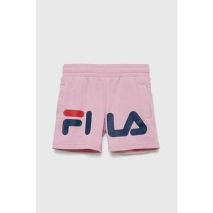 Detské krátke nohavice Fila ružová farba, s potlačou, nastaviteľný pás vyobraziť