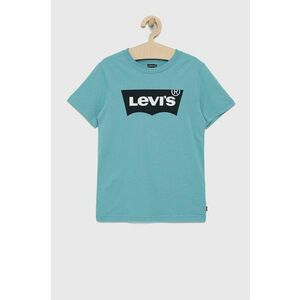 Detské bavlnené tričko Levi's tyrkysová farba, s potlačou vyobraziť