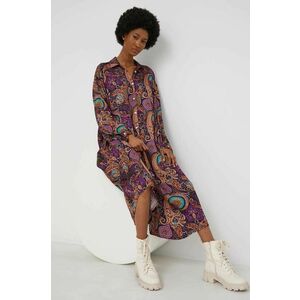 Hodvábne šaty Answear Lab fialová farba, mini, oversize vyobraziť