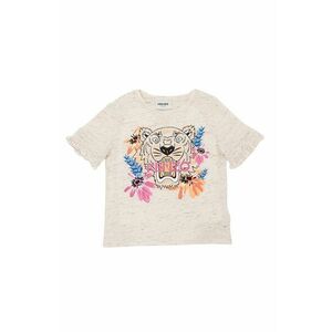 Bavlnené tričko Kenzo Kids béžová farba, vyobraziť