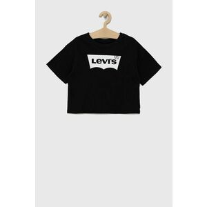 Detské bavlnené tričko Levi's čierna farba, vyobraziť