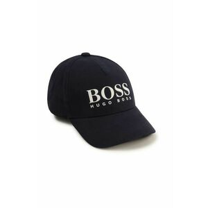Detská čiapka Boss tmavomodrá farba, s nášivkou vyobraziť