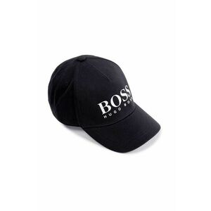 Detská čiapka Boss čierna farba, s nášivkou vyobraziť