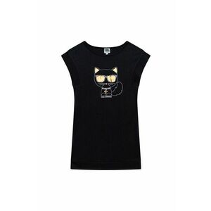 Dievčenské šaty Karl Lagerfeld čierna farba, mini, rovný strih vyobraziť