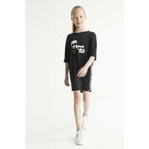 Dievčenské šaty Karl Lagerfeld čierna farba, mini, oversize vyobraziť