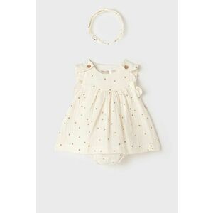 Dievčenské bavlnené šaty Mayoral Newborn béžová farba, mini, áčkový strih vyobraziť