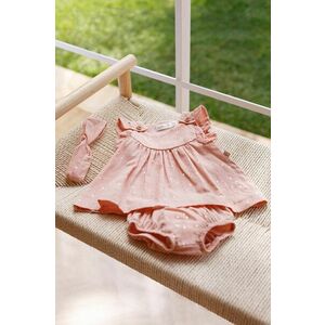 Dievčenské bavlnené šaty Mayoral Newborn béžová farba, mini, áčkový strih vyobraziť