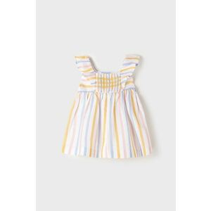 Dievčenské bavlnené šaty Mayoral Newborn žltá farba, mini, áčkový strih vyobraziť