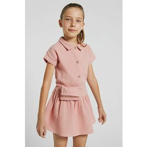 Dievčenské bavlnené šaty Mayoral ružová farba, mini, áčkový strih vyobraziť
