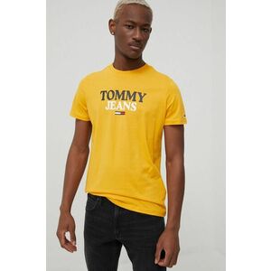 Bavlnené tričko Tommy Jeans žltá farba, s potlačou vyobraziť