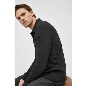 Tričko s dlhým rukávom Calvin Klein pánske, čierna farba, s potlačou vyobraziť