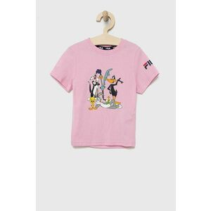 Detské bavlnené tričko Fila ružová farba, vyobraziť