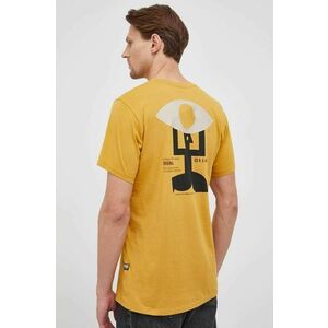 Bavlnené tričko G-Star Raw žltá farba, s potlačou vyobraziť