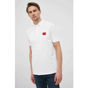 Bavlnené polo tričko Hugo biela farba, s nášivkou vyobraziť
