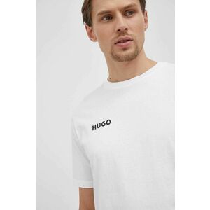 Bavlnené tričko Hugo biela farba, s potlačou vyobraziť