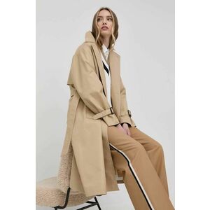 Kabát Weekend Max Mara dámsky, hnedá farba, prechodný, dvojradový vyobraziť