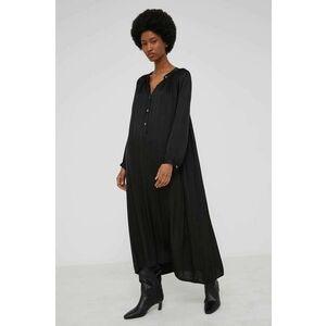Hodvábne šaty Answear Lab čierna farba, midi, oversize vyobraziť