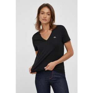 Bavlnené tričko Lacoste TF8392-CPM, čierna farba, vyobraziť
