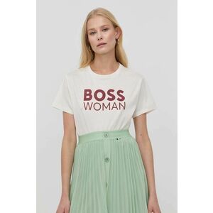 Bavlnené tričko Boss biela farba, vyobraziť