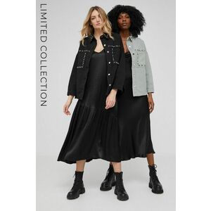 Bavlnená rifľová bunda Answear Lab x limitovaná kolekcia NO SHAME dámska, čierna farba, oversize, vyobraziť