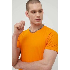 Bavlnené tričko Jack & Jones oranžová farba, jednofarebné vyobraziť
