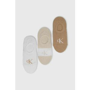 Ponožky Calvin Klein (3-pak) dámske, béžová farba vyobraziť