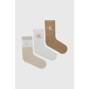 Ponožky Calvin Klein (3-pak) dámske, béžová farba vyobraziť