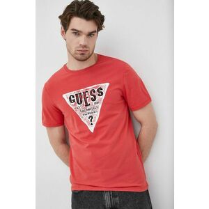 Tričko Guess pánske, červená farba, s potlačou vyobraziť