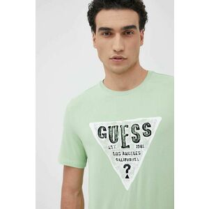 Tričko Guess pánske, zelená farba, s potlačou vyobraziť