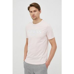 Tričko Guess pánske, ružová farba, s potlačou vyobraziť