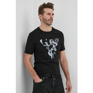 Tričko Guess pánske, čierna farba, s potlačou vyobraziť
