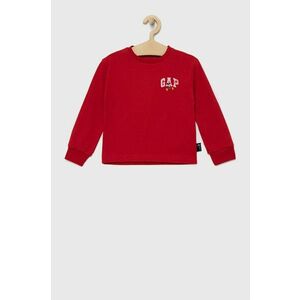 Detská bavlnená košeľa s dlhým rukávom GAP červená farba, s potlačou vyobraziť