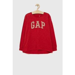 Detská bavlnená košeľa s dlhým rukávom GAP červená farba, vyobraziť