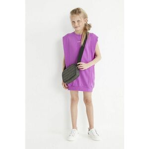 Dievčenské šaty Dkny fialová farba, mini, rovný strih vyobraziť