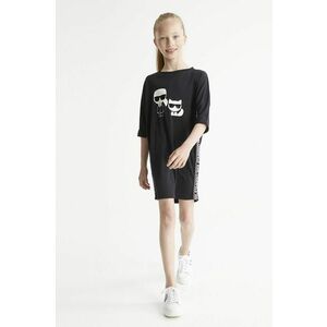Dievčenské šaty Karl Lagerfeld čierna farba, mini, oversize vyobraziť