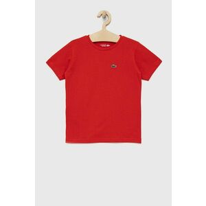 Detské tričko Lacoste červená farba, jednofarebný vyobraziť
