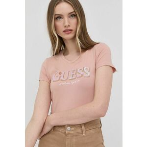 Tričko Guess dámsky, ružová farba, vyobraziť
