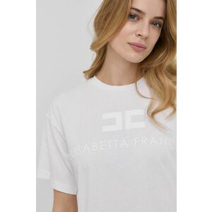 Bavlnené tričko Elisabetta Franchi biela farba vyobraziť