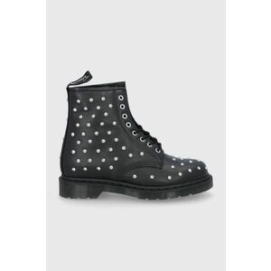 Kožené workery Dr. Martens 1460 Stud dámske, čierna farba, na plochom podpätku, vyobraziť